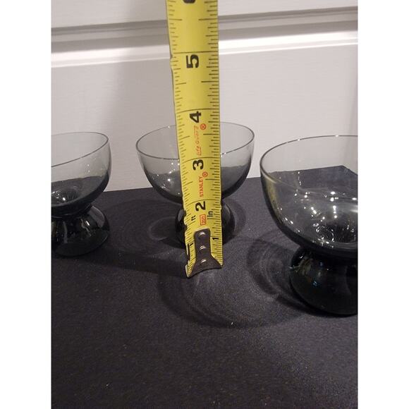 MCM Cocktail Glasses Morgantown Barware Retro Set of 4 Smoke Gray Black - Picture 5 of 9